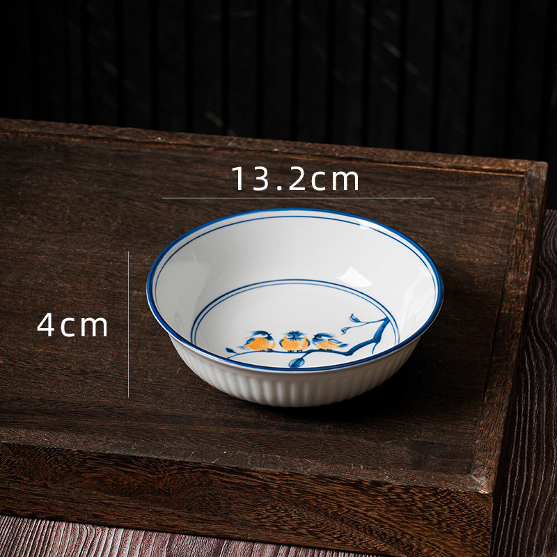 Porcelanska tanjura za užinu u retro stilu, kružnog oblika, pod glazurom, bez logotipa