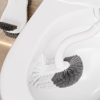 Perie de toaletă cu peri tari extinși, design dublu și capete rotunde și hemisferice; corp din plastic; greutate 0,15 kg