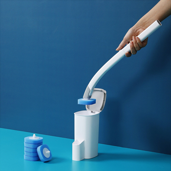 Сменяем еднократен комплект за четка за тоалетна – модерен минималистичен пластмасов почистващ инструмент с възможност за персонализация