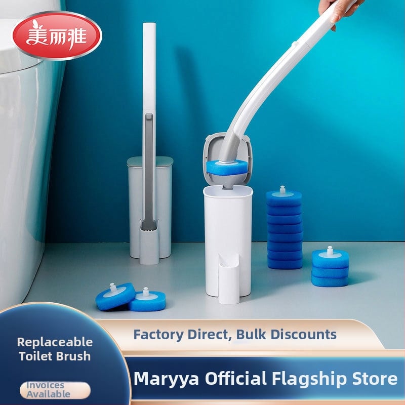 Сменяем еднократен комплект за четка за тоалетна – модерен минималистичен пластмасов почистващ инструмент с възможност за персонализация