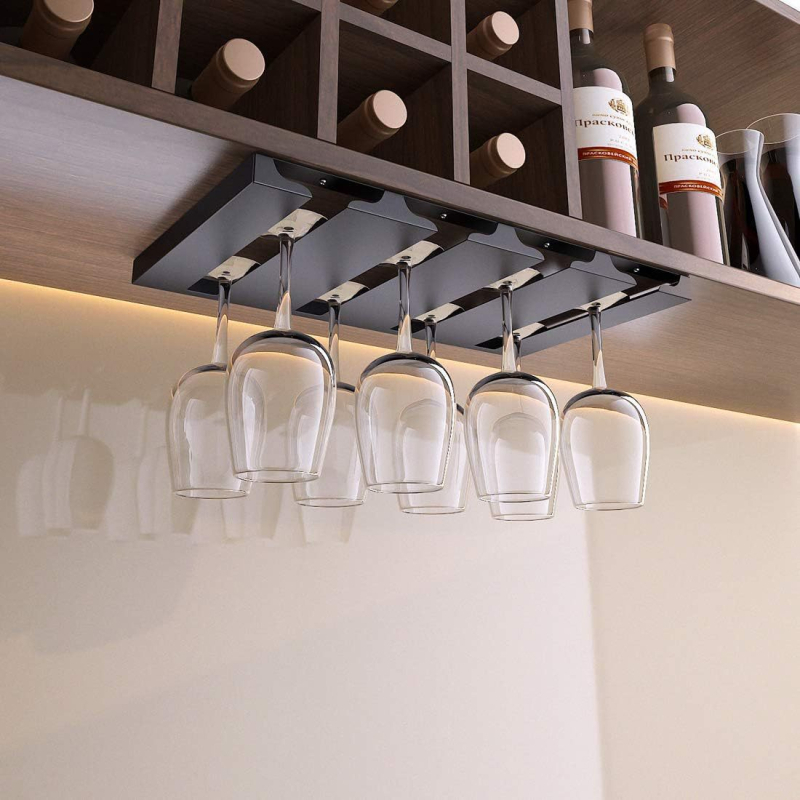 Zidni metalni držač za čaše za vino, europskog stila, obrnuti dizajn
