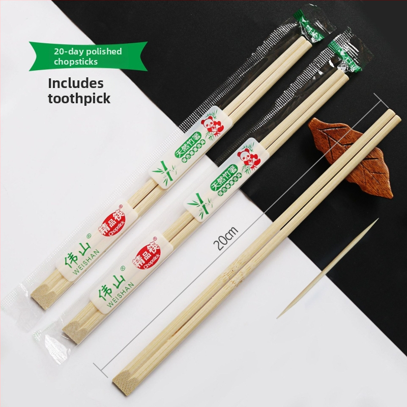 Jednorazové bambusové chopsticks značky Weishan s logom, prispôsobiteľné spracovanie, biologicky rozložiteľné, ideálne pre balenie čínskeho jedla
