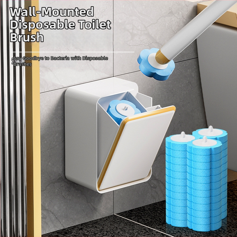 Nástenný set kefy na záchod s rozpúšťateľnou výmennou hlavou – čistenie bez slepého uhla, domáca jednorazová kefa na toaletu | Značka: More than a hundred good; Materiál: Plast; Spracovanie prispôsobenia: Áno; Licencované súkromné označenie: Áno