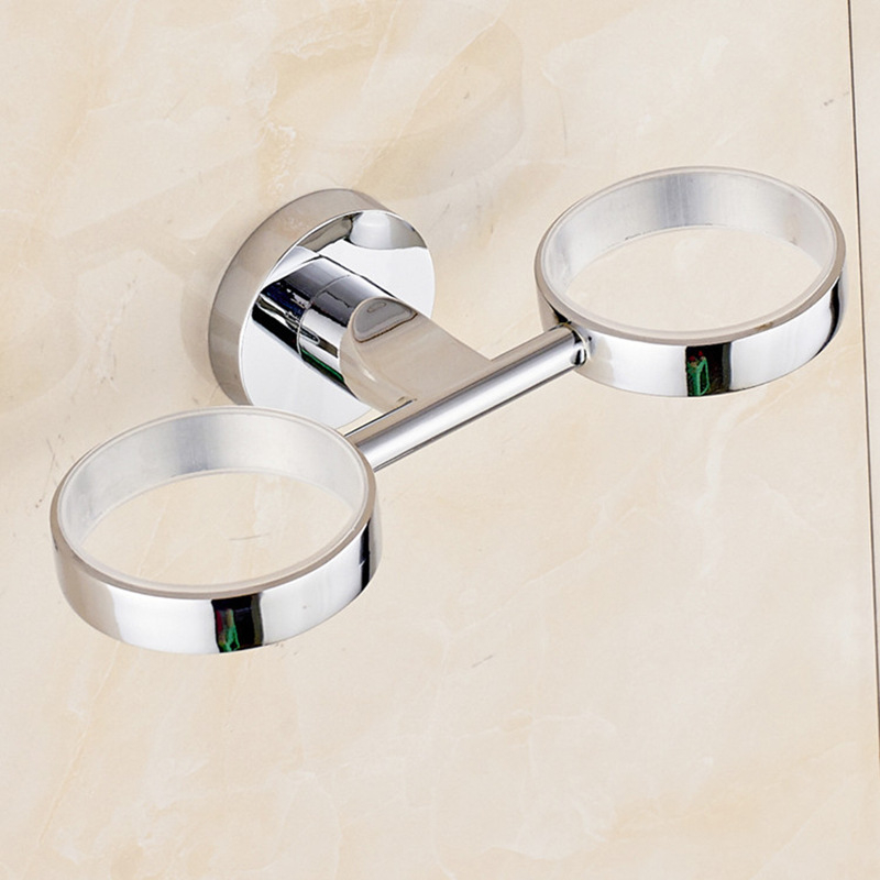 San ruijia Držač za četkicu za zub i čašu za ispiranje iz cinkovog legura, dvostruka čaša, kromirani završetak, nosivost 3 kg