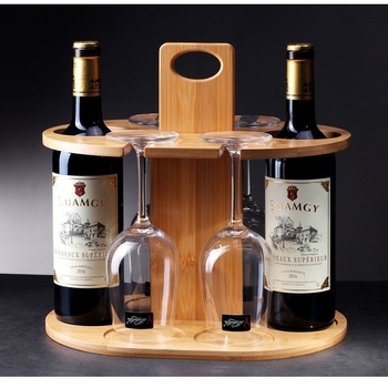 Držač za čaše od drveta s visećim držačem za vino - stolni organizator za čaše, moderan minimalistički stil, 2022