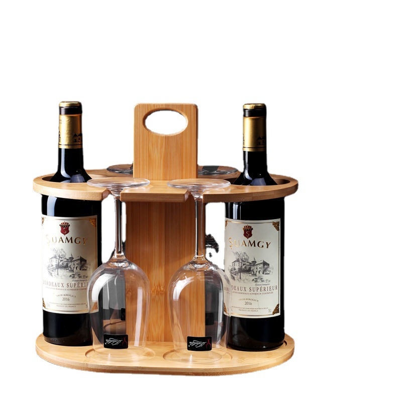 Držač za čaše od drveta s visećim držačem za vino - stolni organizator za čaše, moderan minimalistički stil, 2022