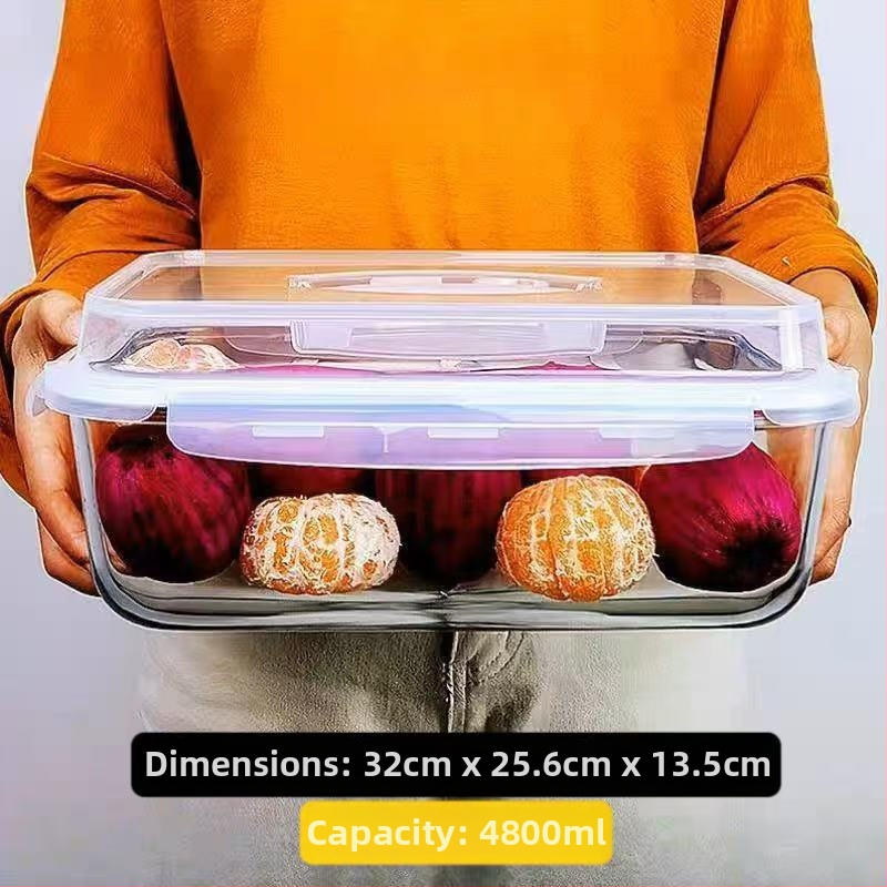 Kutija za skladištenje u hladnjaku od borosilikatnog stakla, otporna na toplinu, mikrovalna sigurna, dvostruka, set od 2 komada