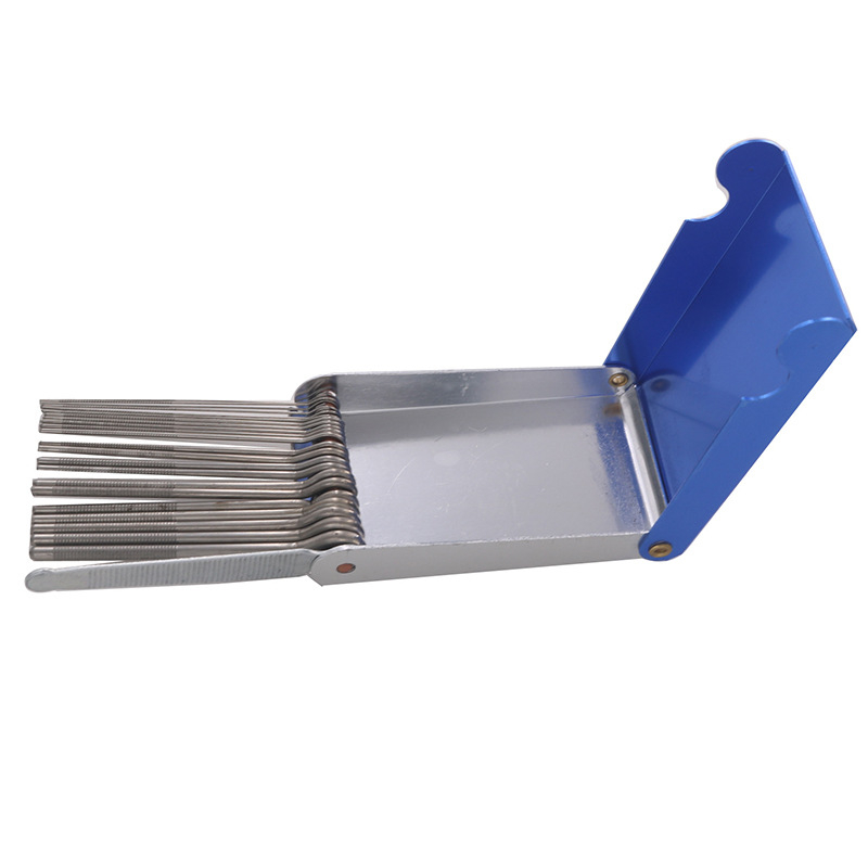 23-dijelni set mlaznica za zavarivanje u aluminijskoj kutiji, nehrđajući čelik, duljina igle 60 mm, težina 60 g, dimenzije 80x46x10 mm, čistač s pilnikom za poliranje gitare