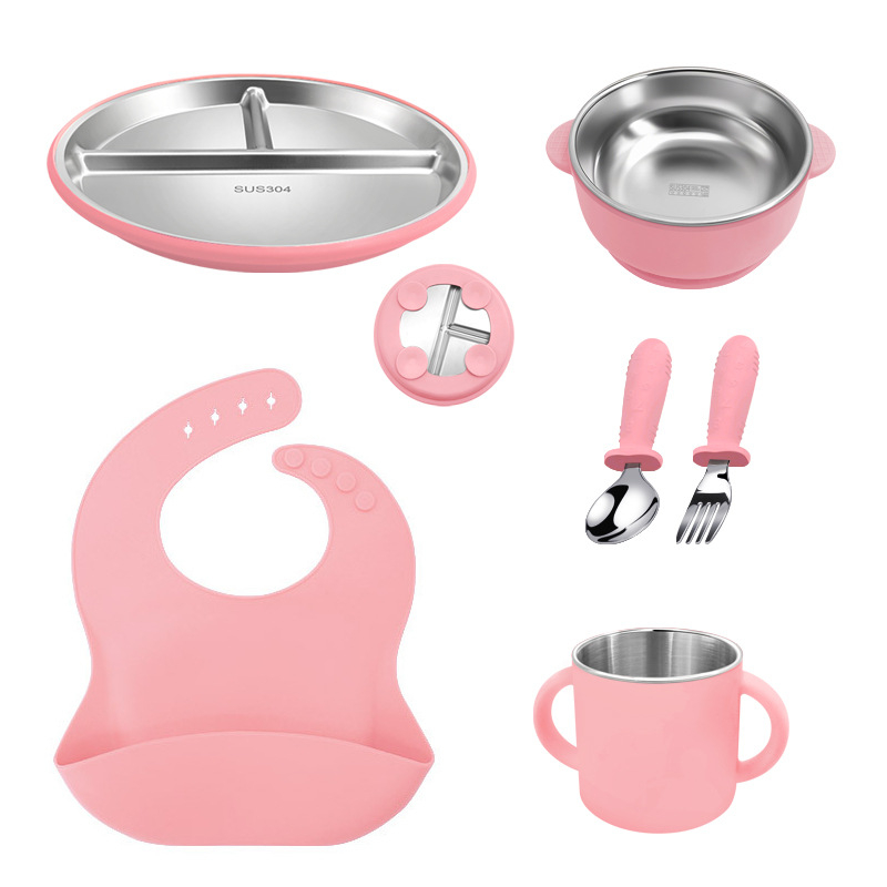 Ginrei dječji silikon set za prehranu — šest dijelova, silikon za hranu visoke kvalitete, za bebe od 3 mjeseca