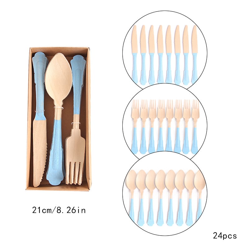 Jednokratni drveni pribor: žlica, vilica i nož