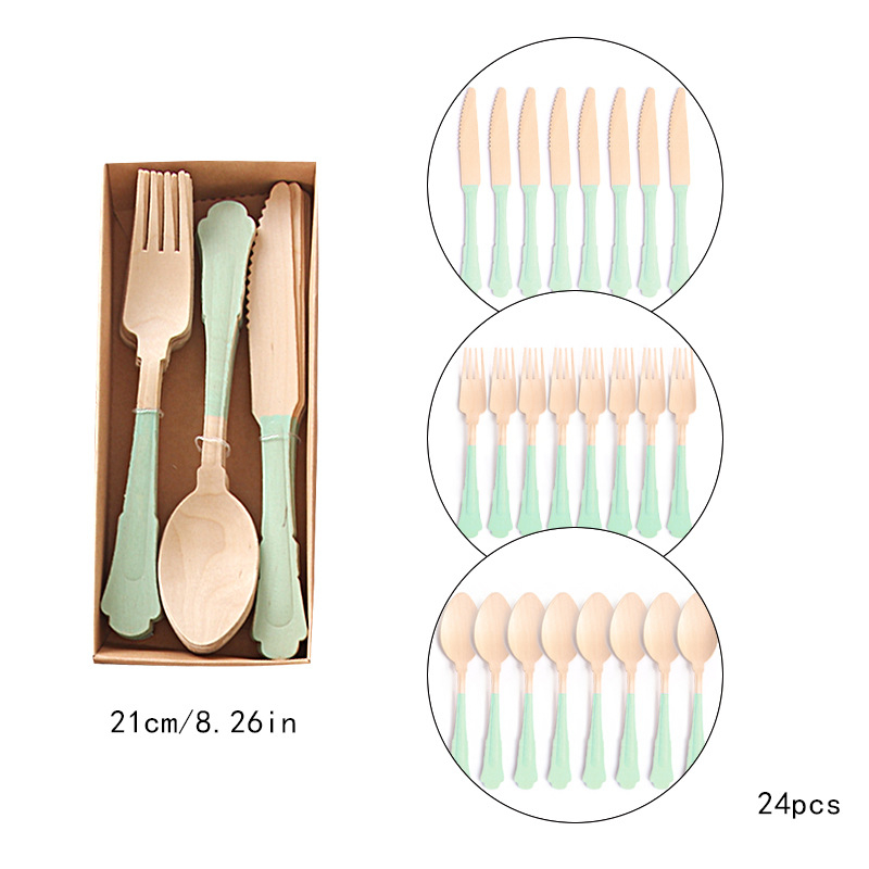 Jednokratni drveni pribor: žlica, vilica i nož