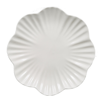 Porcelanski tanjur s ljilansom, rub s čipkom u nordijskom stilu, bijeli porculanski tanjur, nepravilnog oblika, promjer 18–18,9 cm