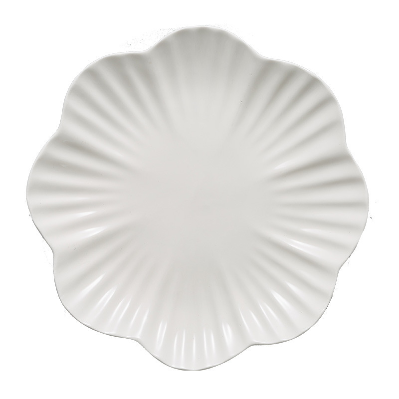 Porcelanski tanjur s ljilansom, rub s čipkom u nordijskom stilu, bijeli porculanski tanjur, nepravilnog oblika, promjer 18–18,9 cm