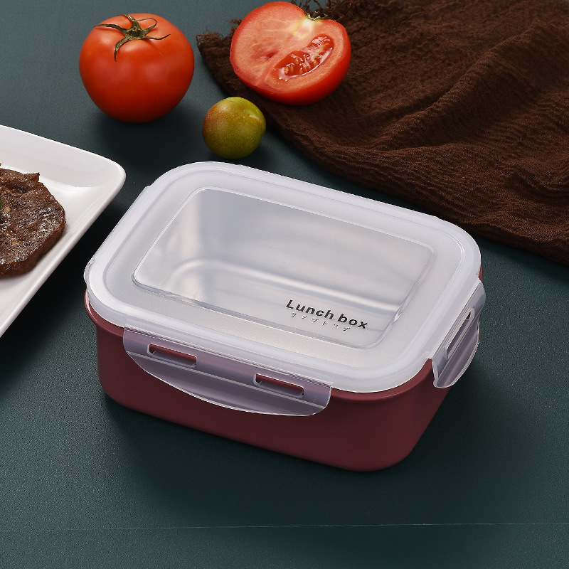 Bento kutija, pravokutna, kapacitet 1-2 L, pogodna za mikrovalnu pećnicu, PP + 304 nehrđajući čelik