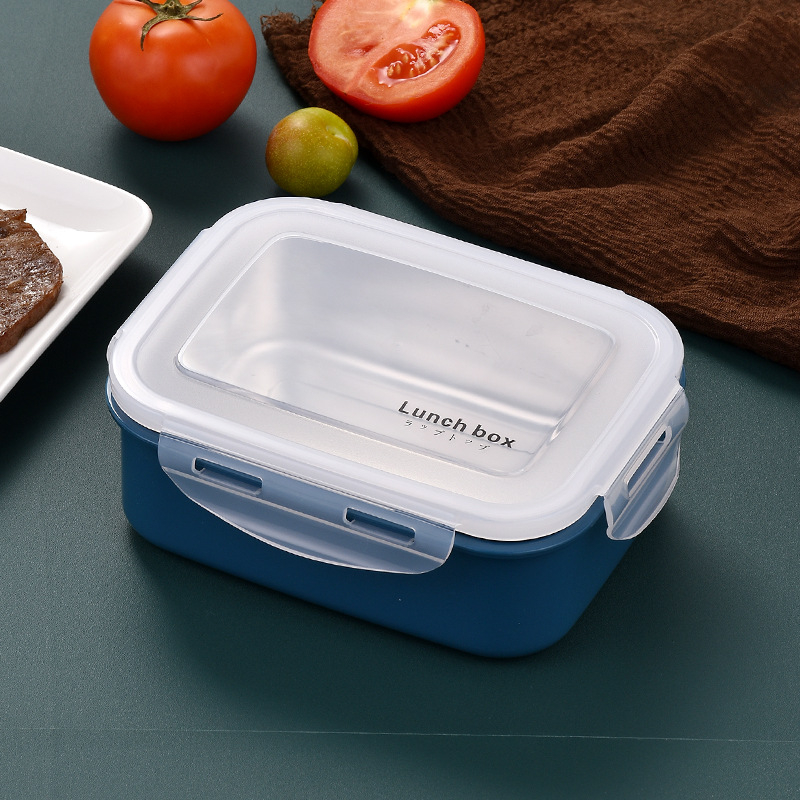 Bento kutija, pravokutna, kapacitet 1-2 L, pogodna za mikrovalnu pećnicu, PP + 304 nehrđajući čelik