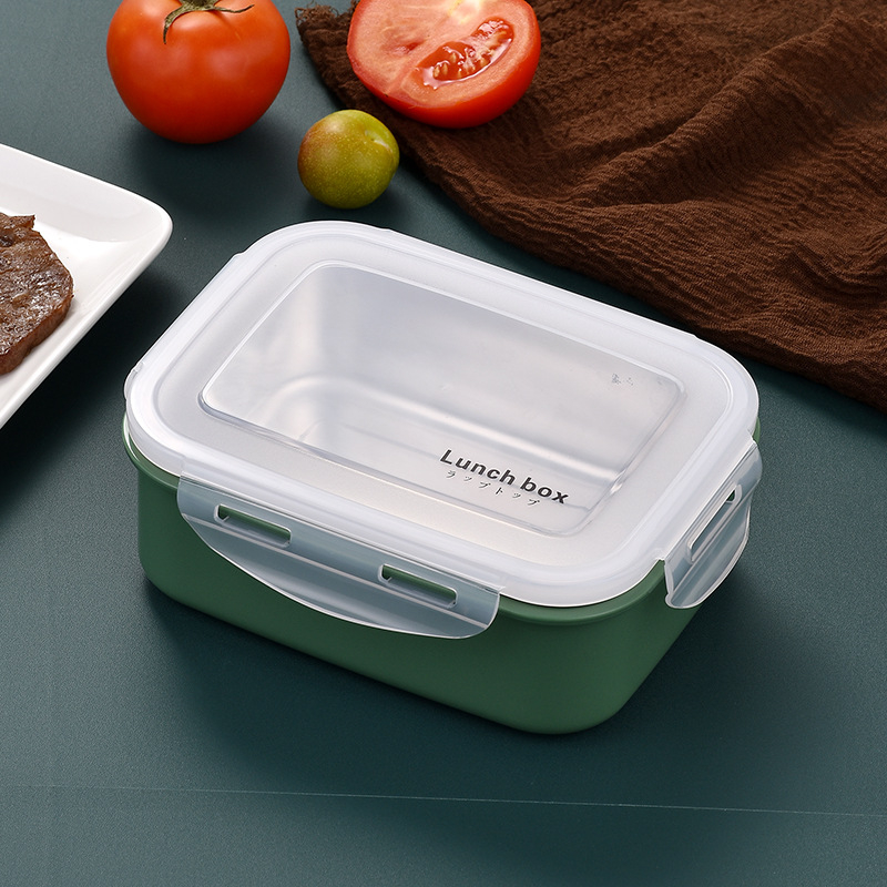 Bento kutija, pravokutna, kapacitet 1-2 L, pogodna za mikrovalnu pećnicu, PP + 304 nehrđajući čelik