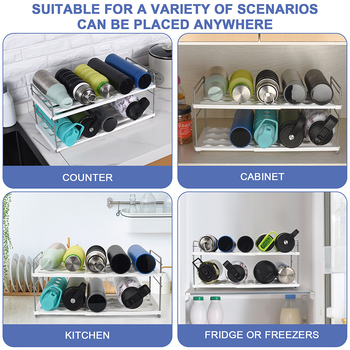 Настолен многоетажен пластмасов държач за чаши с разширяемо съхранение, изолиран органайзер Aiweijia KH20031, модерен дизайн