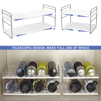 Настолен многоетажен пластмасов държач за чаши с разширяемо съхранение, изолиран органайзер Aiweijia KH20031, модерен дизайн