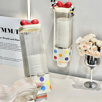 Plastični držač čaša za zidni montažni — bez bušenja, moderan minimalistički stil, stalak za čaše za kućni dispenser vode