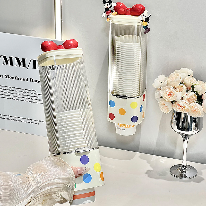 Plastični držač čaša za zidni montažni — bez bušenja, moderan minimalistički stil, stalak za čaše za kućni dispenser vode