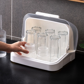 Cutie de depozitare pentru birou din plastic cu capac și tavă de drenaj anti-praf, model 3136, capacitate 35 L