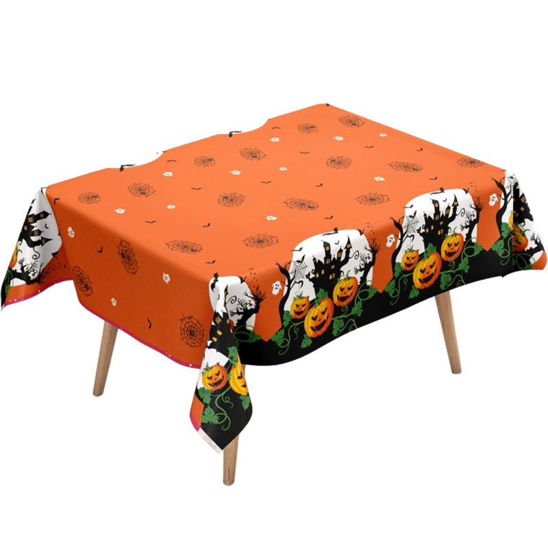 Jednokratna stolnjaka za Halloween, plastika, pravokutni oblik, vodootporna i otporna na masnoće, prilagodljiva ispis logotipa, Halloween uzorak