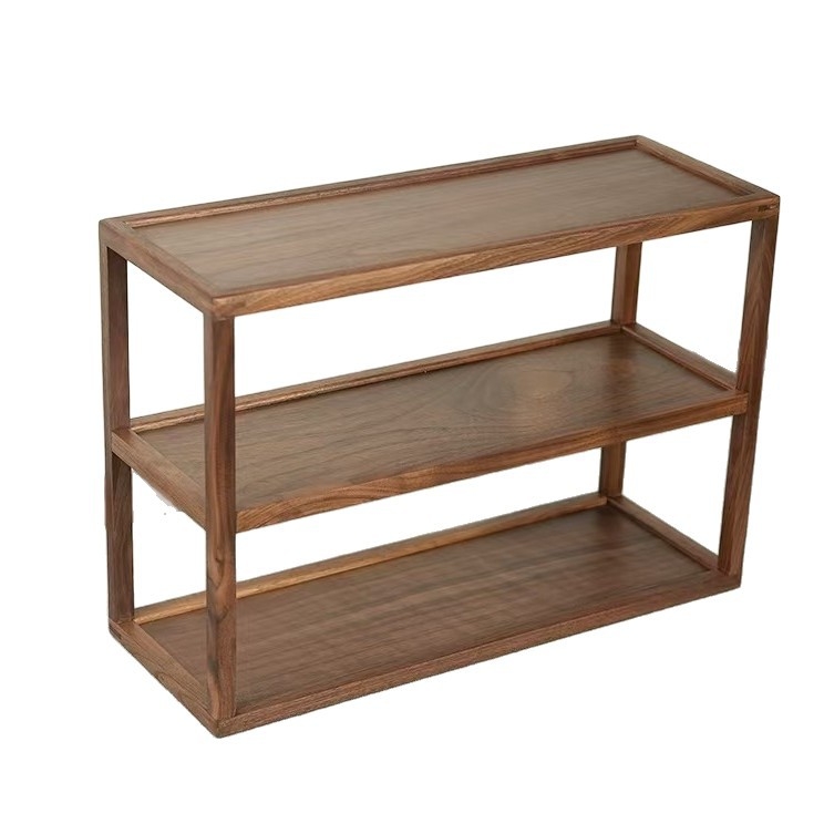 Drveni stalak za čajnu opremu, tri etaže, stolni dizajn, minimalistički kineski stil