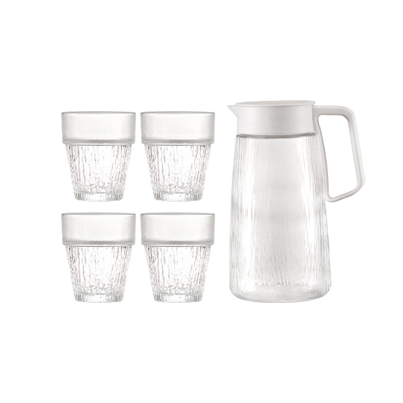 Κανάδες γυάλινες για κρύο νερό, νορδικού στυλ, 5 τεμάχια με ποτήρια (γυαλί Soda-Lime)