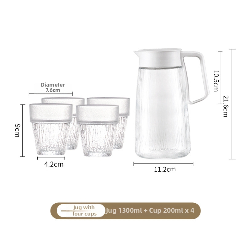 Nordický štýl súpravy sklenených karaf na studenú vodu, 5 kusov s pohármi