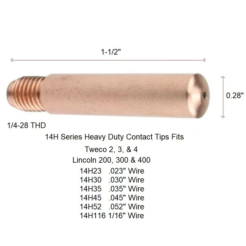 Tuowo Two-Preserved Welding Nozzle pentru Tweco/Lincoln 200–400A cu răcire aer; duză conductivă Cr-Zr-Cu; Modele 14H-23/14H-30/14H-35/14H-40/14H-116