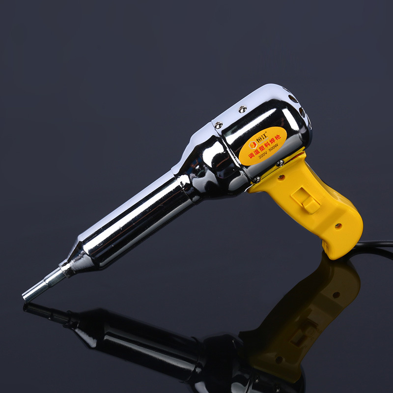 Műanyag hegesztő forrólevegős pisztoly hőmérsékletszabályozással, 500W, ipari szint, 220V, tartozék: hegesztő fúvóka, alkalmas autóvinil felhordására