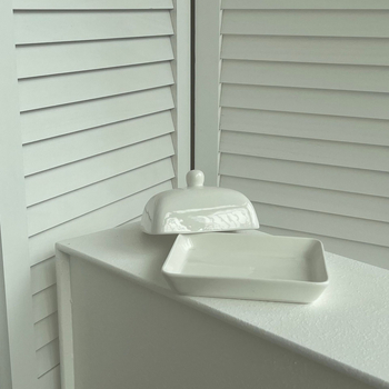 Масленник, керамичен, квадратен, с капак, модерен минималистичен стил