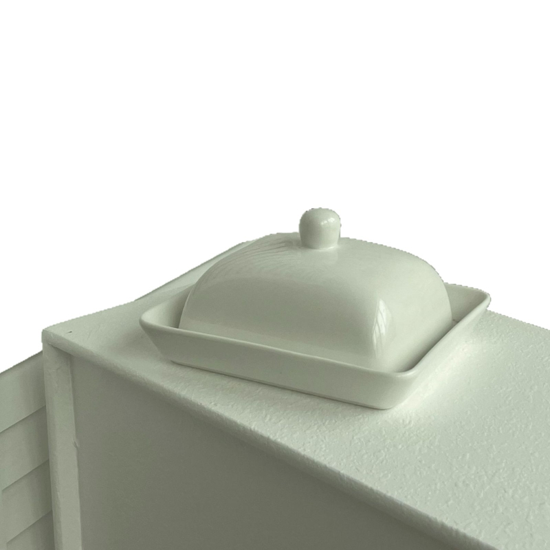 Масленник, керамичен, квадратен, с капак, модерен минималистичен стил