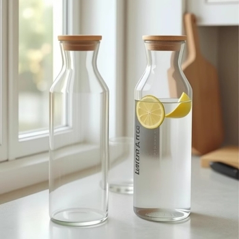 Gmax Σετ Γυάλιων Μπουκαλιών Κρύου Νερού — Γυαλί Ανθεκτικό στις Υψηλές Θερμοκρασίες, Σύγχρονο Μινιμαλιστικό Στυλ, Κατάλληλο για Χυμούς, Γάλα και Ποτά