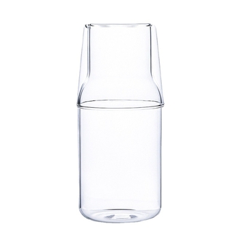 Σετ γυάλινο για κρύα ποτά - 1 κανάτα και 1 φλιτζάνι, διαφανές γυαλί, προσαρμόσιμο λογότυπο, μοντέρνο μινιμαλιστικό στυλ, κατάλληλο για χυμούς, γάλα, ποτά, αρωματικό τσάι και κρύο νερό