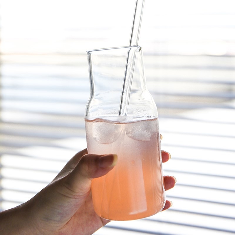 Σετ γυάλινο για κρύα ποτά - 1 κανάτα και 1 φλιτζάνι, διαφανές γυαλί, προσαρμόσιμο λογότυπο, μοντέρνο μινιμαλιστικό στυλ, κατάλληλο για χυμούς, γάλα, ποτά, αρωματικό τσάι και κρύο νερό