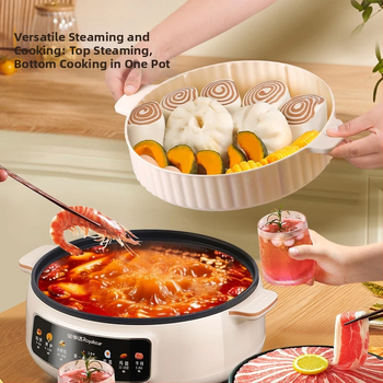 Royalstar RS-B019K Ηλεκτρική σχάρα με μεγάλη χωρητικότητα για ατμό, τηγάνισμα, ψήσιμο και γκριλ — Μοντέλο RS-B019K, Ισχύς 1400W, Τάση 220V, Συχνότητα 50Hz