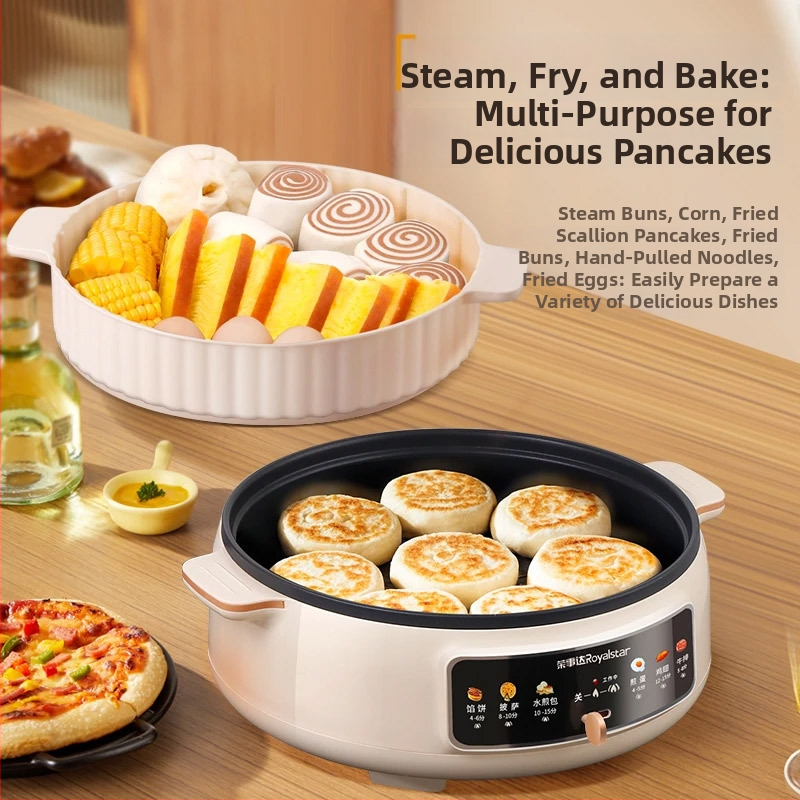 Royalstar RS-B019K Ηλεκτρική σχάρα με μεγάλη χωρητικότητα για ατμό, τηγάνισμα, ψήσιμο και γκριλ — Μοντέλο RS-B019K, Ισχύς 1400W, Τάση 220V, Συχνότητα 50Hz