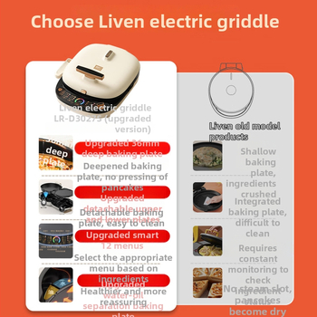 Liren LR-D3027S Nadograđeni električni tiganj za pečenje s dvostranim grijanjem, 1000W+, 220V, uklonjiv i periv, pogodan za palačinke i doručak sendviče