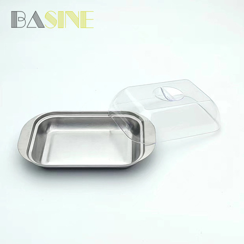 Pravokutna posuda od nehrđajućeg čelika za maslac i sir s poklopcem