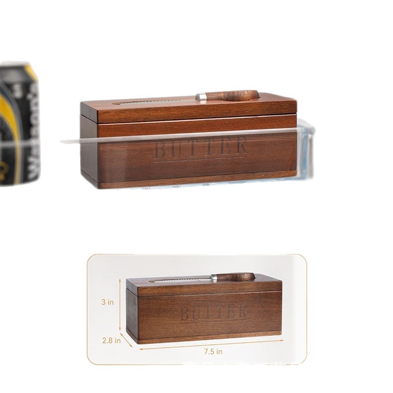 Drvena kutija za maslac s poklopcem i spatulom — skladištenje sira i deserta, pladanj za stolne užine i orašaste plodove, mogućnost prilagodbe