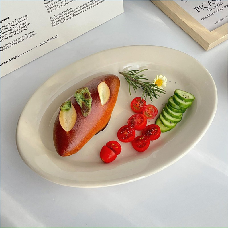 Porcelanski ovalni tanjur za sushi - pod glazurom površinom, moderni minimalistički stil, mikrovalna pogodna