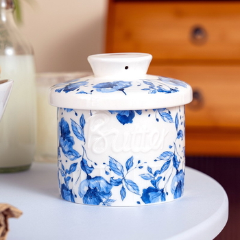 D'oramie kerámia vajtartó fedővel, virágos dizájn, amerikai stílus