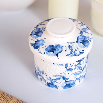 D'oramie kerámia vajtartó fedővel, virágos dizájn, amerikai stílus
