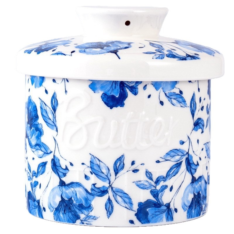 D'oramie kerámia vajtartó fedővel, virágos dizájn, amerikai stílus