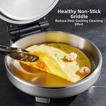 LR3495 Elektrická panvica na palacinky, nerezová oceľ, bez povlaku, dvojstranné vykurovanie, automatické otváranie a zatváranie, multifunkčná