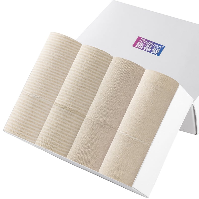 Naiselik puuvillane kõrge vööga aluspesu, antibakteriaalne ja hingav, peamine materjal 90–95% puuvill, privaatpiirkonna vooder 70–80% puuvill, pakendatud karbis 4 paari