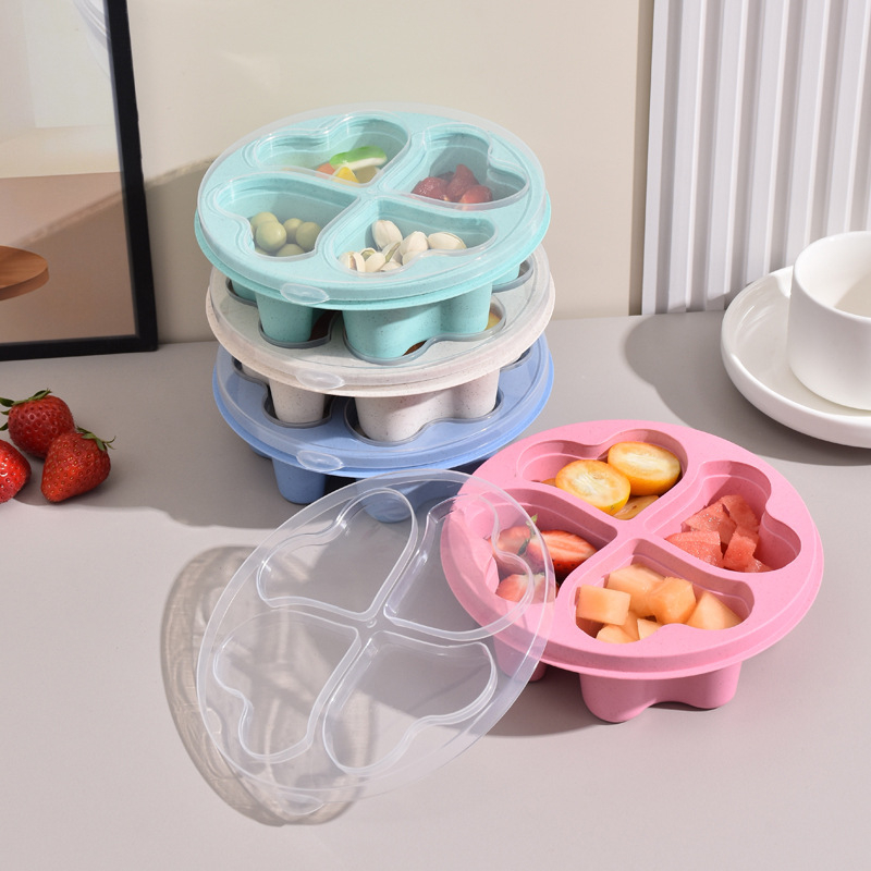 Kutija za obrok u obliku srca, četiri odjeljka, 501–800 ml, plastična, mikrovalna pećnica kompatibilna