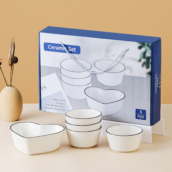 Keramički set zdjela, tanjura i ploča: moderni minimalistički stil • završna obrada ispod glazure • pogodno za mikrovalnu