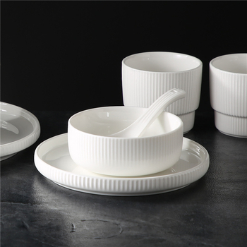 Set posuđa za hotel s logotipom (porcelan; Novi kineski stil; Marka Plain Glow Ceramic; Ispis logotipa; Prilagodba)